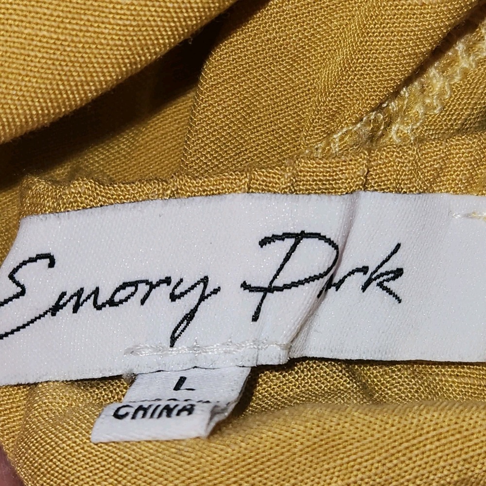 EMORY PARK Dress Size L Yellow Bohemian Cut Outs Low Back Linen Blend‎ - Picture 6 of 11